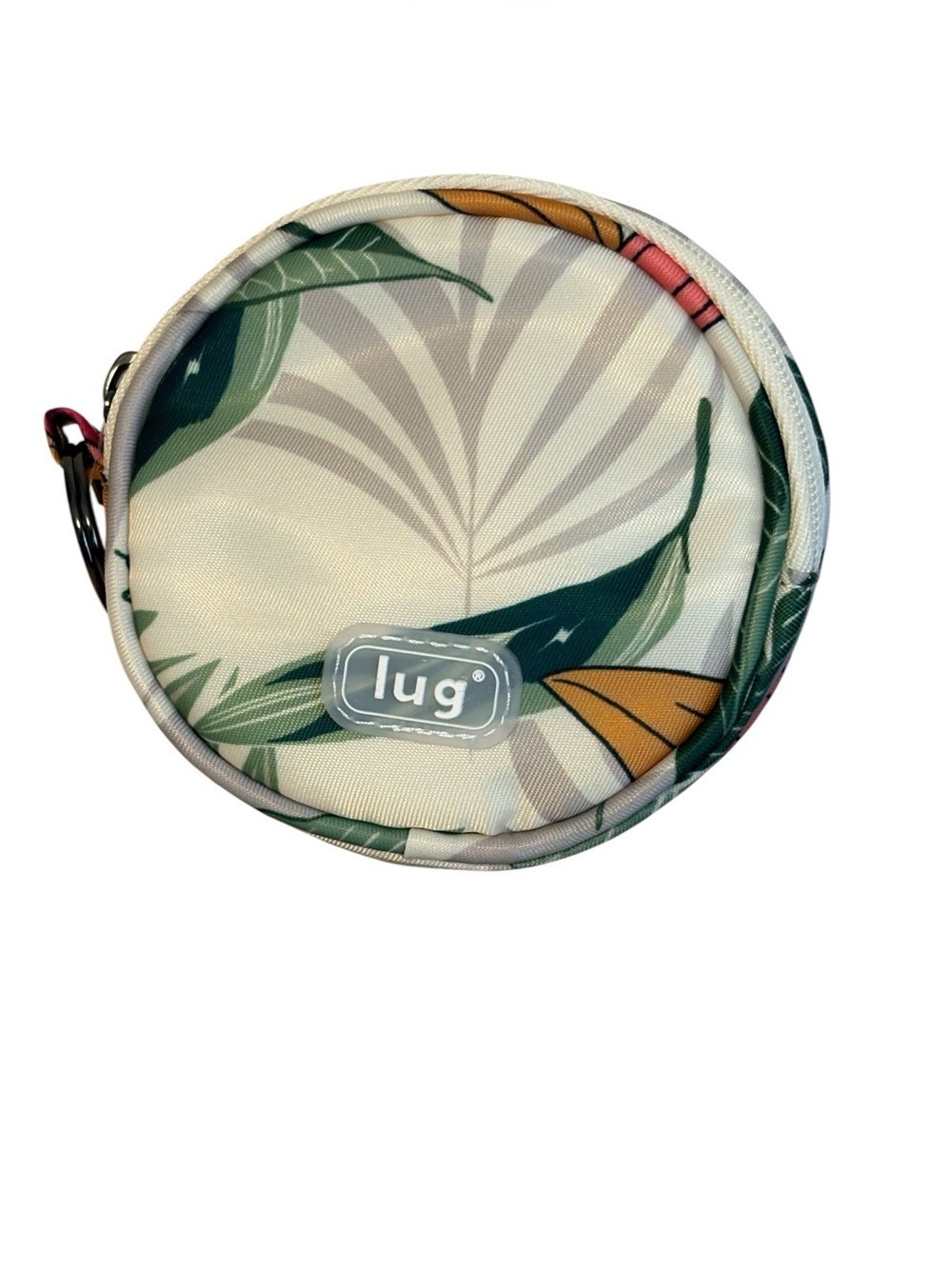 Lug Round Zip Coin Pouch Tropical Botanical Cream Multi New